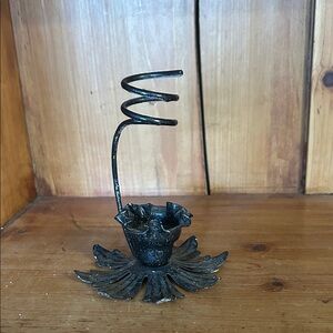 VINTAGE Brutalist Metal Flower Candlestick Holder
